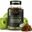 Soursop Leaves & Soursop 水果胶片 - 3000mg Soursop 提取 - Graviola 补充 - Soursop 水果和叶片 - 60ct - 无糖 - Gluten free - 非GMO - Vegan 友好