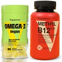 Vegen Omega-3 + 维生素 B12 Gummy + 藻类 Omega-3 DHA 补充 脑,心眼健康 → 甲基 B12 1000 mcg和维生素 D 5000 IU 用于能源和免疫支持 - 90 计数