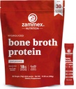Zammex Bone Broth Collagen Packets 20g 柯拉根蛋白-Bone Broth Powder to Go-30 旅行包 - 支持 Skin Nails Joints, Gut Health QQ Gluten-Free Keto & Paleo 友好-自然火焰