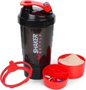 XTK 摇摆瓶 16OZ 蛋白质摇摆瓶 配有 Mix Ball portable Sports 水瓶 Leak Prof GYM Cup 配有存储和药丸组织器的蛋白质搅拌杯 预选工作理想 BPA 免费(红色)