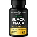 Black Maca Root 50:1 摘录 37,500mg – 60 Capsules Perual Organic Perual Maca Peruana 男子高概率能源,Mood & 性能支持 | Vegan, Non-GMO
