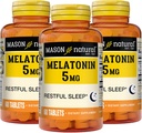 MASON NATURAL Melatonin 5毫克与B6和钙 -- -- 自然睡眠援助、支持健康睡眠和休息,60张(第3页)