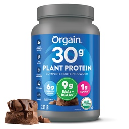 Orgin 有机30g Vegan蛋白粉,巧克力9g EAAs + BCAAs, 植物蛋白, 6g Prebiotic + Fiber, 1g 糖, 预研, 肌肉支持 + 回收 - 2.01lb (包装 May Vary)