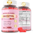 Myo-Inositol & D-Chiro Inositol Gummys Free糖,理想40:1 Inositol 妇女W/Vegan Omega-3,D3,镁,甲基福拉特,B12, Inositol 多维敏 妇女总体健康