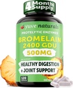 Yuve HighPotency Bromelain 500mg 2400GDU 消化酶 - Gut和Pineapple联合健康 - 帮助消化蛋白质 - 基于植物的,非GMO,第三方测试 - 120 Capsules