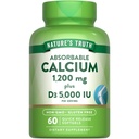 大自然的真相钙 1200mg 配有维生素D35000 IU → 60 Softgels → 产自碳酸钙 → Non-GMO & Gluten 免费补充品
