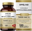 甲基B-12 5000mcg 与福拉提-维生素B12 甲基Cobalamin亚语片 - 支持能量和大脑功能 - Vegan 补充 - 橙色 flavor - 120 计数