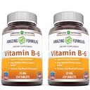 神奇的维生素B6 Pyridoxine 25mg 250 平板电脑 Supplements QQ Non-GMO QQ Gluten Free QQ 在美国制造(2包)