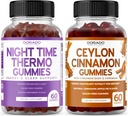 夜间肥肉燃烧器(60 Gummys) 重量损失与代谢 拉斯伯利 Flavored Melatonin 补编和锡兰肉桂(60 Capsule) 文摘综合健康支持补编 - Vegan & Made in USA