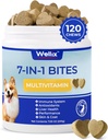 Wellix Dog维生素和补充剂 - 多维特敏可食用治疗犬类,皮肤和大衣,流动支持,Hip和联合补充剂,Immune系统与整体健康(120 Chews)