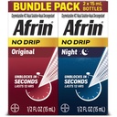 Afrin No Drip Original + Night Nast Bundle Pack, 非醉汉, 快速消毒剂, 用于消毒和消毒减压, 成人和6岁儿童及老年人, 5 fl oz (Pack of 2)