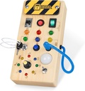 Hoarosall Montessori Wooden Busy Board 配有 8 个LED 灯光开关,感官玩具 灯光开关 旅行玩具 1+年老宝贝和托德勒