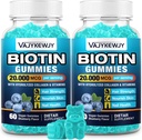 2 Pack Vegan Biotin Gummys for hair, Skin & Nails - 20 000 mcg / service,适合女性和男性 - 120 Gummys