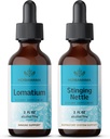 HERBAMAMA 草药液滴 Kit - Lomatium 根提取包和 Stinging Nettle Tincture 2 fl oz - Vegan, 非GMO, 糖和无酒精 - 2 包