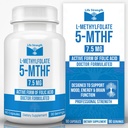 L-Methylfolate 7.5 MG, 优化和高度生物活性甲基Folate, Mood和免疫支持的5-MTHF补编,能源的自然饮食补编,Non-GMO & Gluten-Free, 90 Capsules