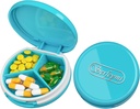 Serfeymi小药丸盒 - 3 Portable Pill Box for Purse Pocket, Contract mini Travel Pill case - 适合医药,维生素,鱼油,补充品 - 浅蓝色(Logo)