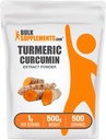 Bulk Assupports.com 涡轮萃取粉末——来自涡轮根,Curcumin Assupposes,Turmeric Curcumin Powder - Gluten Free,每服1克,500克(1.1磅)(包1)