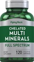 Piping Rock Mega Multi Mineral Chelated Supplements 120 Capsules 供男女使用 自由铁 自由铁 非GMO 自由格鲁滕