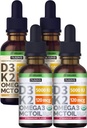 NUSAVA 草莓火焰 D3 K2 液体滴液和香草火焰 D3 K2 液体滴液箱 - 用于心脏,联合,骨骼,肌肉,和免疫支持 - 非GMO,Gluten-Free,每个2pk