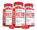 合理实验室(3 Pack Ketosyn Keto ACV Gummys 高级公式 1000MG Ketosyn Keto Gummys 苹果 Cider Vinegar 与石榴蜂蜜汁粉 B12 Vegan Non GMO 180 Gummys 配制的