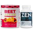 营养素 Beet Active, Natural pre-Workingout Powder, Passion 水果火焰(30种服务)  Zen天然镁补充剂(30种服务)
