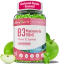 Niacinamide 500mg Gummies, Chewable Vitamin B3 Supplement with Resveratrol 500mg, High Potency Niacin for Antioxidant, Skin & Brain Health, Immune Support, Vegan Apple Flavor, 60 Count