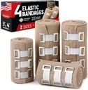 Premium Elastic Bandage 包 - 4pk (2x3in, 2x4in) + 12 extra Clips - 强压 Bandage 包 用于手腕,安克雷斯,脚和膝盖