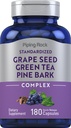 Piping Rock Grape种子,绿茶和松柏综合物 \\ 180 Capsules \ 标准化提取 \ 非 GMO, Gluten 免费补充