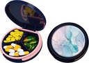 Serfeymi小药盒 - 3 Portable Pill box for Purse Pocket, Contracted mini Travel Pill case - 适合医药,维生素,鱼油,补充剂 - 暗蓝色(大理石)