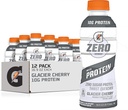 Gatorade Zero with protein, 10g Whey 蛋白质隔离剂, 零糖, 液态电解剂, 冰川樱桃, 16.9 Fl Oz瓶, 12 Pack