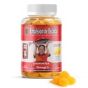 Emulsión de Escocia Omega 3 Gummys for Kids – 配有维生素A,D3,Folic Acid + 锌,铁和钙 – 芒果火焰配无鱼味 aftertaste – Immune & Liver 支持 – 30 Gummys → 1-Pack