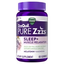 ZzzQuil Pure Zzzs Muscle 放松 美拉图宁睡眠援助 Gummys, 支持肌肉功能, 帮助你自然失眠, 快, 美拉图宁 + 镁, 无次日贪婪, 无毒, 60 ct