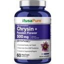 NusaPure Chrysin 500mg, 60 Veggie Capsules | Passion Flower Complex 500mg 补充 | 5, 7-Dihydroxyflavone | 集中 提取 | 非GMO, BioPerine