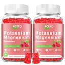 2 Pack Potassium Magnesium Gummys for addent kids 高吸附性腿板和肌肉与心脏健康 Immune Health Raspberry Magnesium Gummys Chewable Gummy Supple Vegan N-GMO