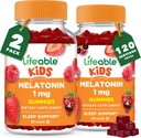 生活美拉图宁 1 mg | Great Tasting Melatonin Gummys 孩子们 | Gluten Free Vegetarian GMO - Free Chewable | 帮助儿童,青少年和托德勒 | 2 包 - 120 Gummys
