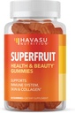 Vegan Superfruit Gummy Beauty Vitamins with Collagen Enhancing Ingredients for Hair Skin and Nails Growth - Perfect Vegetable Gummies Alternative for Collagen Pills