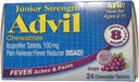 Advil Junior Chewable Ibuprofen牌匾,葡萄100mg,每块24块牌匾(四包)
