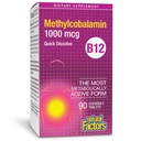 天然因素,维生素B12 甲基Cobalamin 1000 mcg,可口味支持能源和免疫健康,蔬菜,Gluten Free,90片(90份)