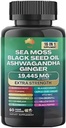 Muse Sea Moss, 黑种子油, Ashwagandha, Ginger, Shilajit, 长老莓, 氯phy, Turmeric, Bladderwrack, 高级壮士, 19,445mg, 全英-1 Bundle, 60 Counter, Made in USA