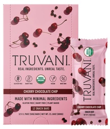 Truvani Plant Snack Bars 樱桃巧克力芯片 12 包装 5g蛋白 USDA 有机和Vegan 唯一的酒吧 乳业、大豆和Gluten 免费包装