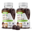 VITEEY 为有维生素C的孩子提供铁 - 支持能量,血细胞配制,造血者 贫血儿童铁辅料 - Vegan, Gelatin Free, Gluten Free - 美味的可切食葡萄 Flavored Gummy