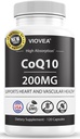 CoQ10 - 在美国制造,120 Capsules,200mg(4-Month Supply),超高吸收共聚物 Q10 补充剂 - 抗氧化剂用于心脏,血管健康和能量促进剂