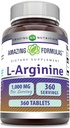 Amazing Formulas L-Arginine Supplement | 1000 Mg Per Serving | Tablets | Amino Acid Supplement for Women & Men | Non-GMO | Gluten Free | Made in USA (360 Count)