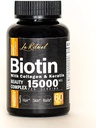 含有Collagen & Keratin的生物素 - 女性和男性的毛发生长补充剂 - 15,000 mcg 药剂 - 维生素 A,D,B1,B2,B3,B5,B6,B12 复合剂 - 健康 Vegan Capsules - 60 Counters