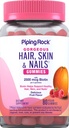 Piping Rock hair Skin and Nails Vitamins ####80 Gummys ###2500 mcg of Biotin ###妇女 多维特敏 ####与维生素C和E ###=水果火焰##########n-GMO,Gluten Free Supplement