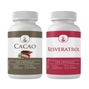 PURE ORIGINAL INGREDIENTS Cacao & Resveratrol Capsule Bundle (100 Capsules Each), No Additives or Fillers, Lab Verified