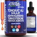 Tongkat Ali Liquid Drops Shilajit, Ashwagandha, Turkesterone, Fadogia Agrestis, Magnesium, 爱尔兰海摩斯, 和锌草药补充剂 由清洁努特拉公司制作