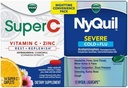 Vicks NyQuil 和 Super C C conference Pack: NyQuil 重症药物,用于最大强度冷冻和防流救济,与Vicks Super C 休养和补充每日补编,26ctt