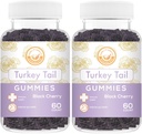 土耳其 Tail Mushroom Gummys - 可以支持Immune健康和Gut Microbiome - 黑樱桃 Flavor - Vegan, Non-GMO, Gluten-Free, Gelatin Free - 120 伯爵