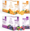 Ener-C 无糖多维他命饮料 混合饮料 - 水用维生素粉,无糖电解剂,水解靴包,零糖,维生素C & B12 补充液态混合物 - 橙色和莓, 60 Counter